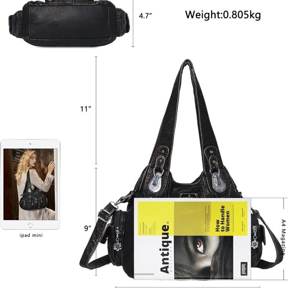 Purses for Women Soft PU Leather Large Hobo Bags for Women Shoulder Bag - Picture 2 of 7